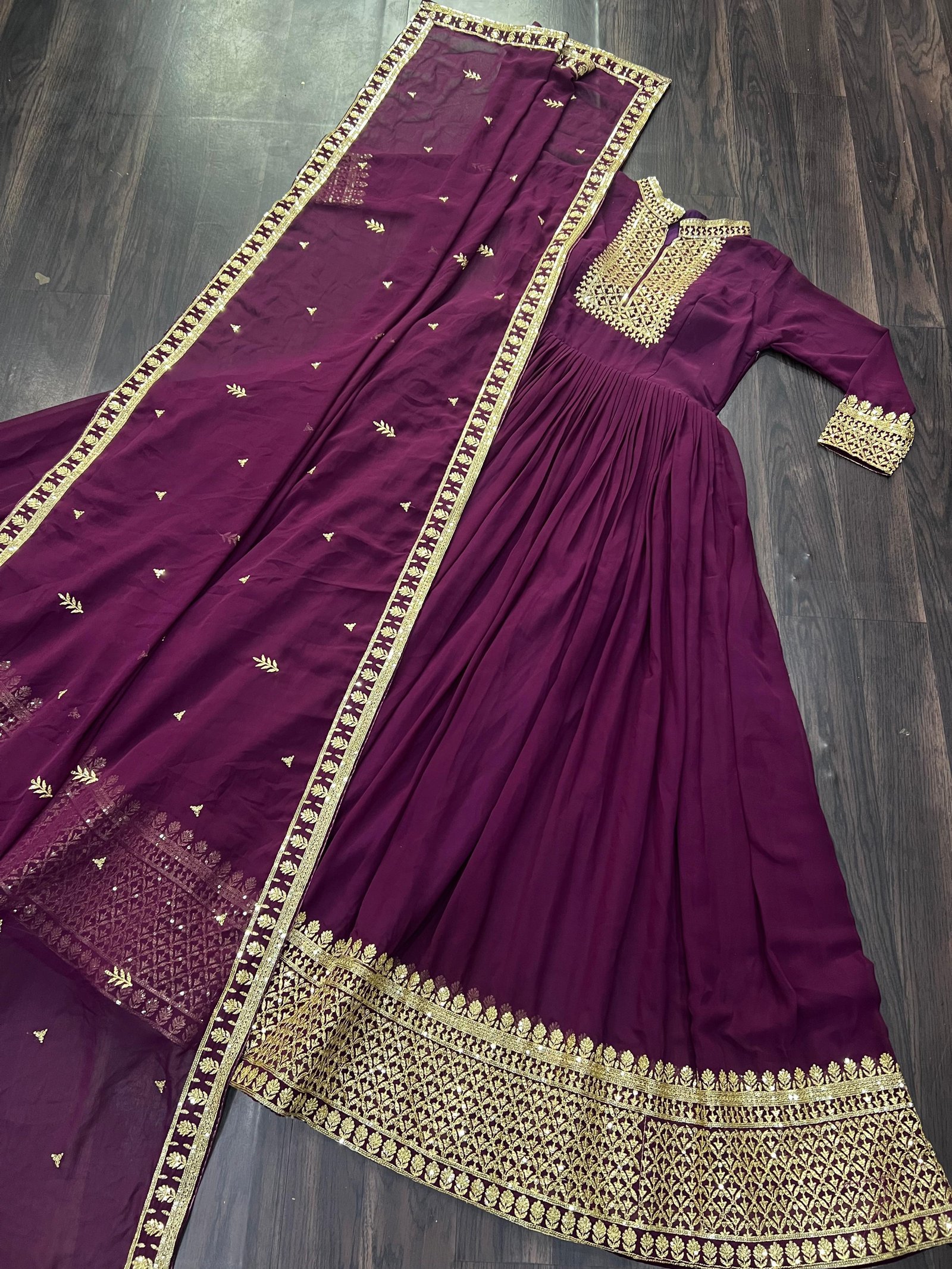 Blooming Georgette With Attractive lace and embroidered work gown with Dupatta